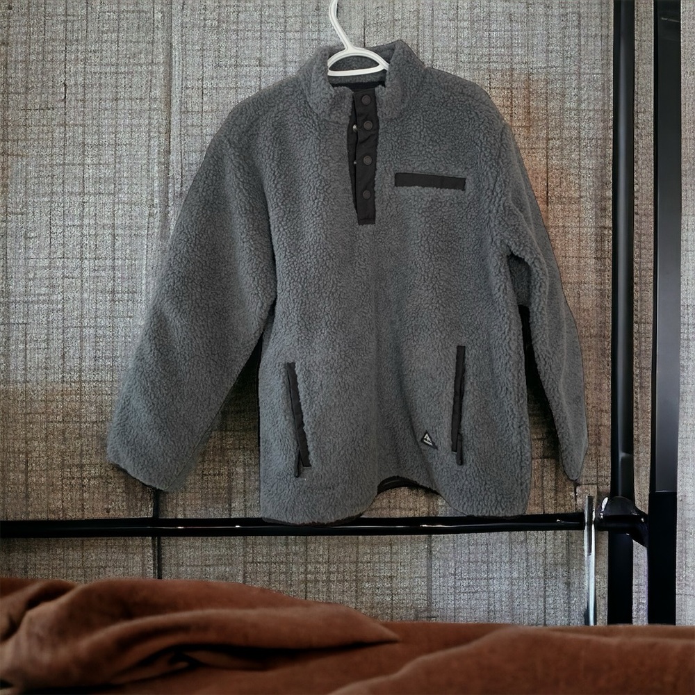 Ridgecut Toughwear Quarter Snap Sherpa Fleece Men’s Pullover gray size: Medium